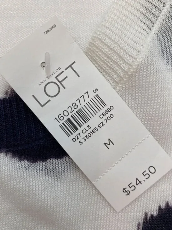 LOFT Black Ikat Dot White Sheer Cardi Size M - Picture 6 of 9